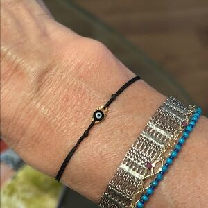 Gold and Black Evil Eye Bracelet